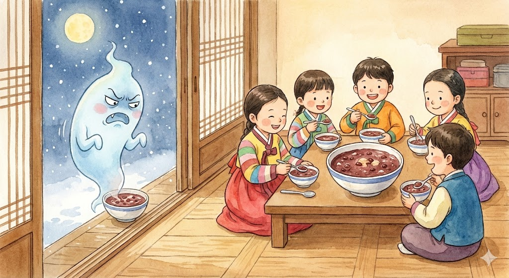 동짓날 악귀<惡鬼>가 싫어하는 붉은 팥죽 먹고 나쁜 기운 쫓아내요